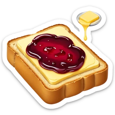 2 slices with pice of butter and jam on top  sticker