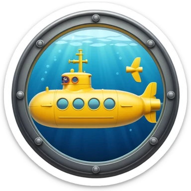 A bright yellow submarine with round windows and a tiny periscope.














 sticker