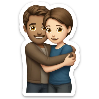 guy with brown hair hugging girl with medium brown hair  sticker