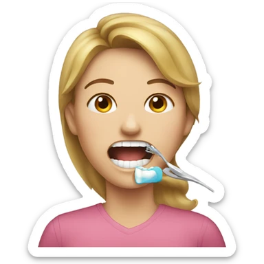 Lady getting her tooth pulled sticker