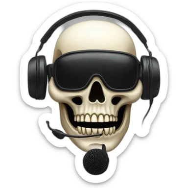 Military Skeleton mask with a long black mask underneath it and headset with a microphone sticker