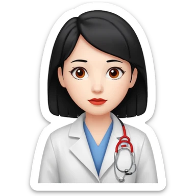 doctor with black hair and red hairclips  sticker