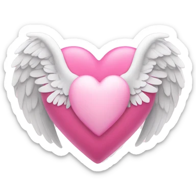 Pink heart with angel wings sticker