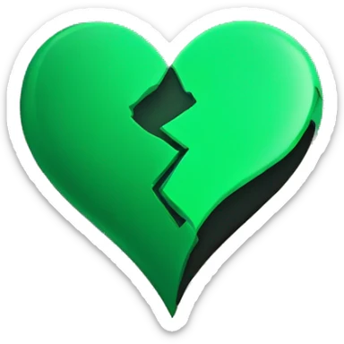 Half black and half Green broken swirl heart sticker