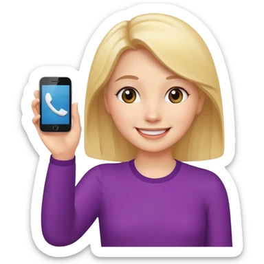 Girls saying bye with a phone on her hand  sticker