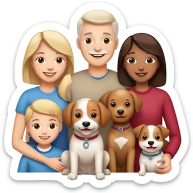 family with parents, children and a pet dog sticker