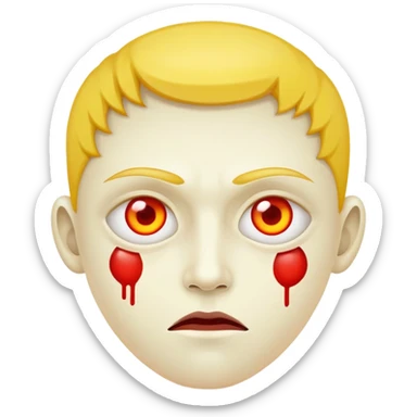 Eye bloodshot with yellow face sticker