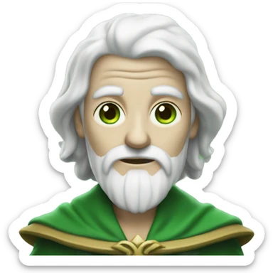 white-skinned wizard with green eyes in a green disguise sticker
