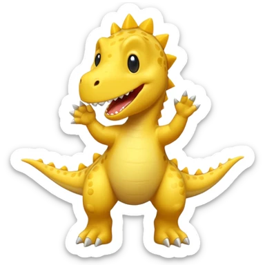 Yellow dino dancing sticker