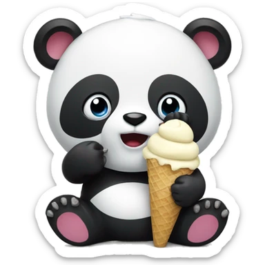 Panda eating ice cream sticker