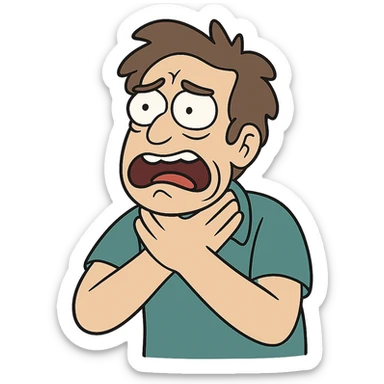 flat toon style hands at throat sticker