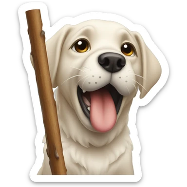 A dog licking a cold pole sticker