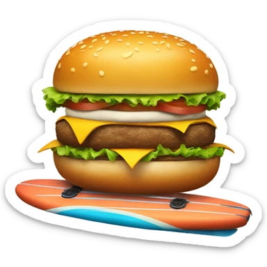 burger on a surfboard  sticker