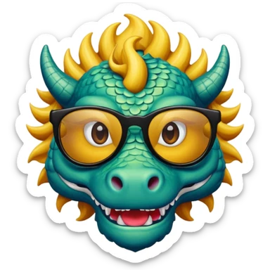 Un dragón con LENTES DE SOL CABELLO COLOCHO Y CON FLOW sticker