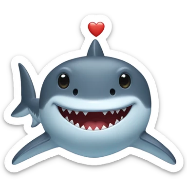 shark with a heart hat sticker