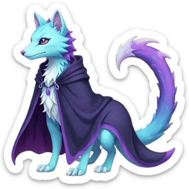 Kawaii dark gloomy bio-luminescent abyssal colorful edgy fantasy ethereal feline-vernid-sergal-fursona animal creature with a tufted tail full body sticker