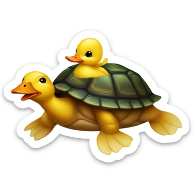 duckling on top of a turtle sticker