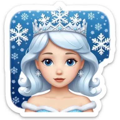 snow princess wearing snow chirsmas clothes looking at the front sticker