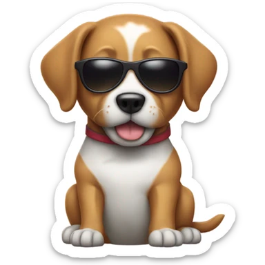 Dog with a t-shirt and a pair of sunglasses sticker