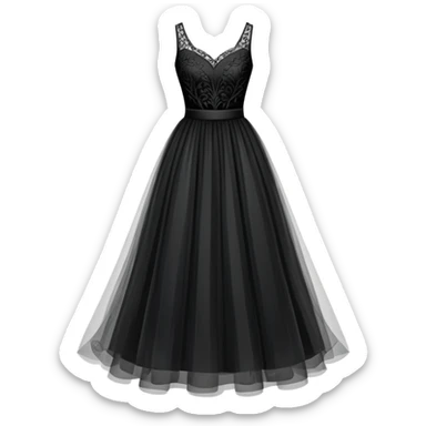 black dress, isolated, tulle skirt sticker