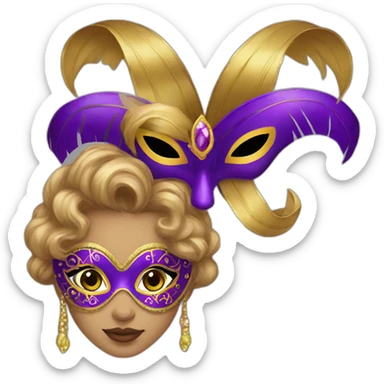 girl mardi gras mask neutral skin sticker