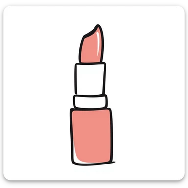 lipstick tube with cap and lipstick showing, pastel colors dd9fb0 ffc6d3 a3bfc9 c4bee2 f1b091, hand-drawn doodle style sticker