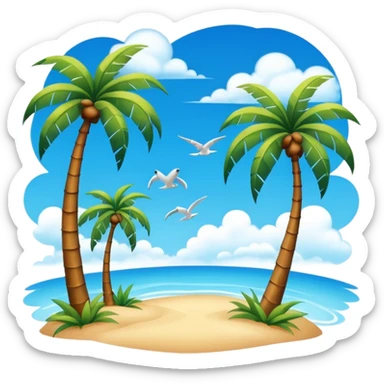 sunny sky photo with palm trees sticker