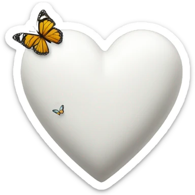 White heart with butterfly  sticker