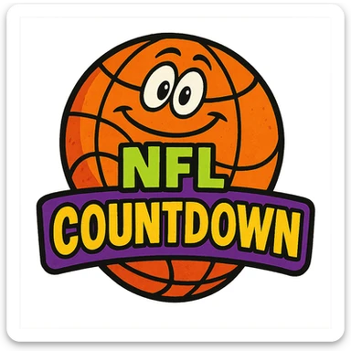 cartoon basketball with 'NFL Countdown' text integrated, vibrant colors in vibrant toon style sticker