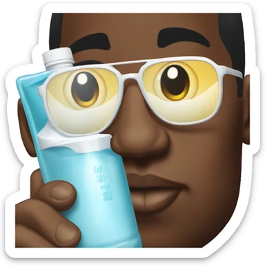 P Diddy wearing sunglasses holding baby oil sticker