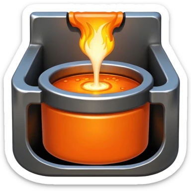 The crucible pours out metal, factory. sticker