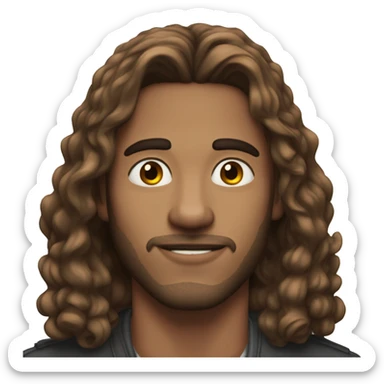 32 years old guy with long brown hair, nose and ears piercing rings sticker