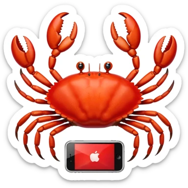 Crab with a iPhone sticker