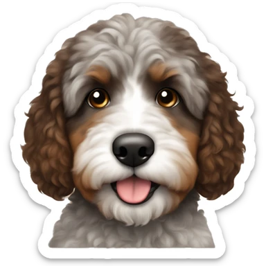 Bernedoodle with only a little fur under chin. Brown eyebrows and more black fur sticker