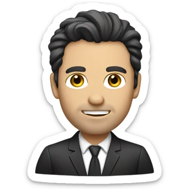 caucasian businessman black messy straight hair sticker