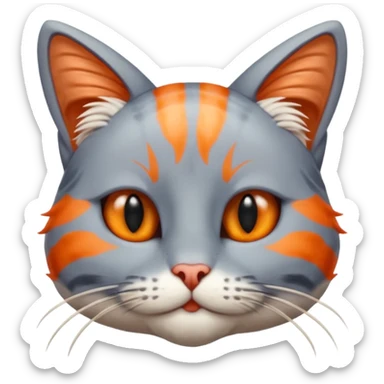 Half Shrimp Half Cat - gray and orange cat head and shrimp body named Trippi Troppi sticker