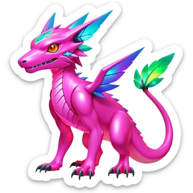 Tropical futuristic lush warm-colored modern colorful neon-colored Fakémon-Digimon-creature sticker