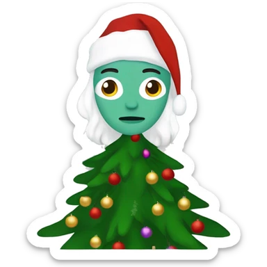 Laufey under a Christmas tree in a Ms clause costume ￼ sticker