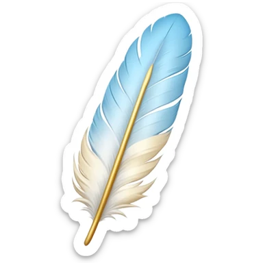 gold and white feather with hints of baby blue sticker