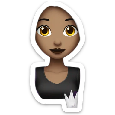 Queen gothic girl long dark black and purple hair sticker