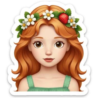 Strawberry blonde hippie girl with flowers in her hair sticker