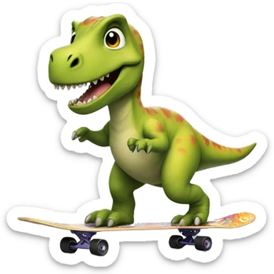 Dinosaur riding a skateboard sticker