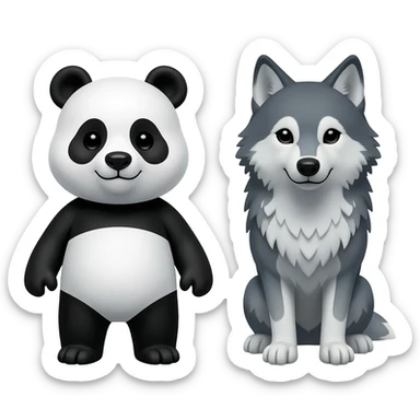 panda and a wolf sticker