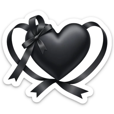 black heart with black ribbon sticker