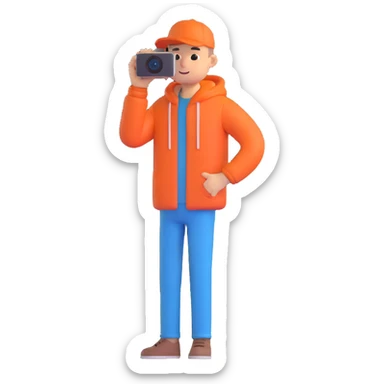 man taking a photo, simple background sticker