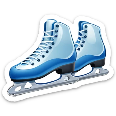 An icon showing a pair of speed skates gliding on an icy track, leaving sharp trails. The background features a grand speed skating arena with spectators, bright lights, and a winter landscape visible through the open structure. Transparent background enhances the dynamic motion. sticker