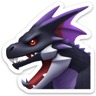 Black Cool Edgy Nargacuga-Garchomp-Noivern Fakémon  with White and Red and purple and black Edgy markings sticker