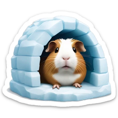 Guinea pig sitting on igloo sticker
