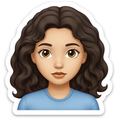 light skinned girl with dark wavy hair sticker