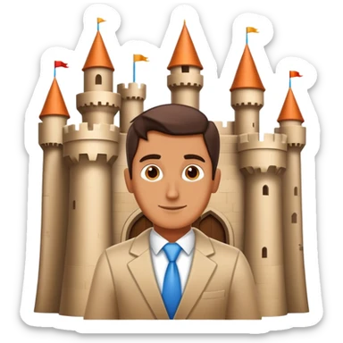 Visionary entrepreneur imagining completed castle instead of building blocks sticker